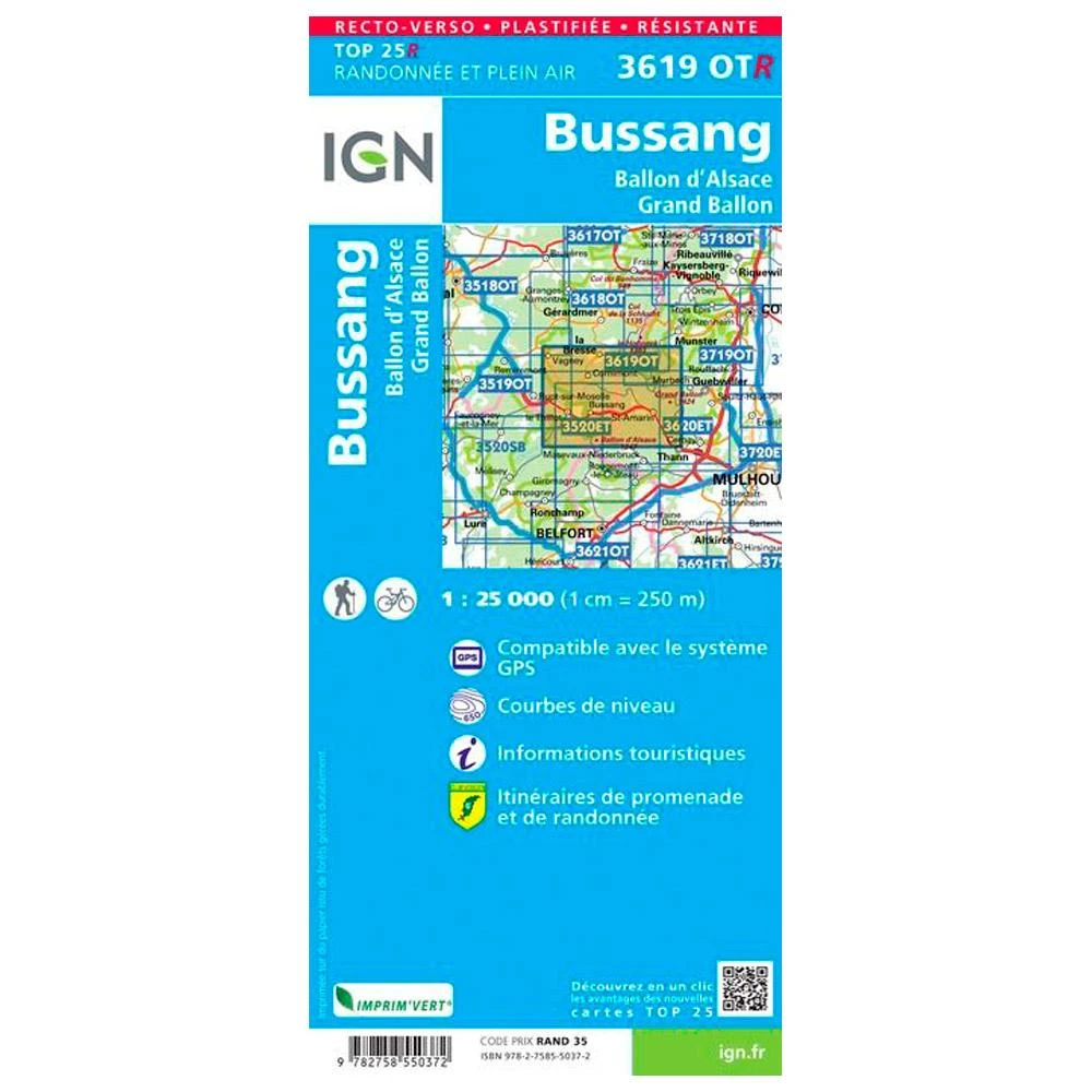 Carte IGN 3619OTR Bussang, Ballon D'Alsace, Grand Ballon - Résistante – Image 2
