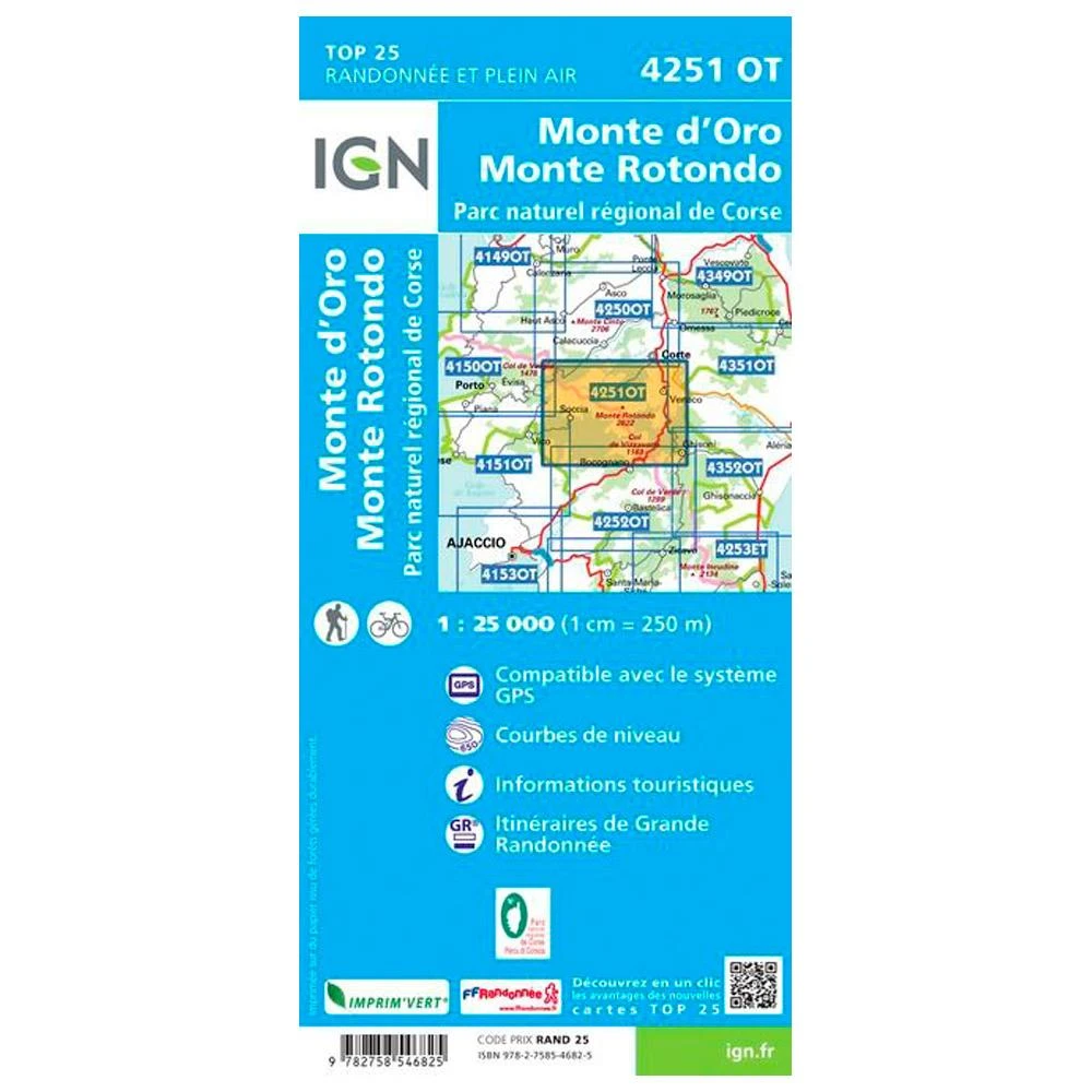 Carte IGN 4251OT Monte D'Oro, Monte Rotondo, Parc Naturel Régional De Corse – Image 2